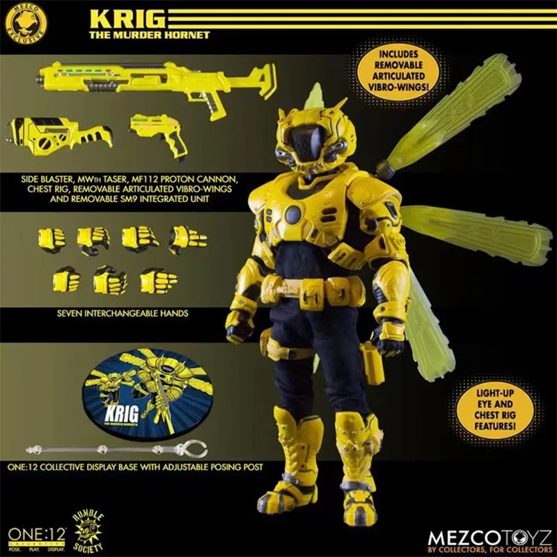 

100% In Stock Original Mezco Toyz One:12 Rumble Society The Murder Hornet Krig Anime Action Collection Figures Model Toys
