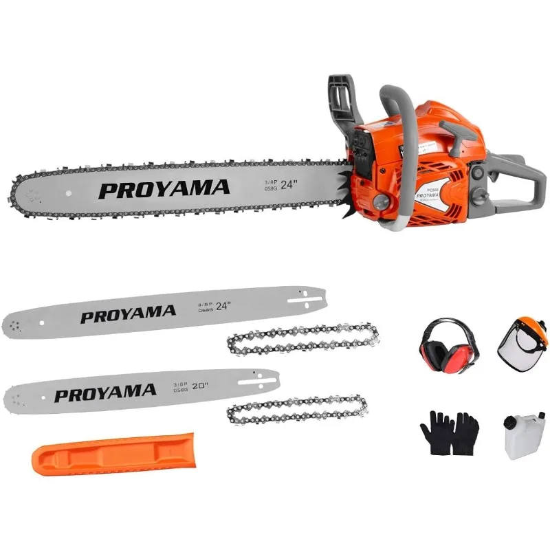 

PROYAMA 68CC 2-Cycle Top Handle Gas Powered Chainsaw 24 Inch 20 Inch Petrol Handheld Cordless Chain Saw for Tree Wood Cutting