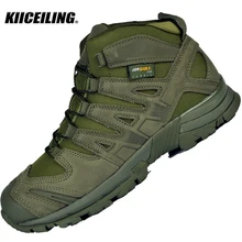KIICEILING K3D Leather Mens Military Boot Combat Desert Tactical Army Boot Male Shoes Work Safety Shoes Motocycle Snow Boots