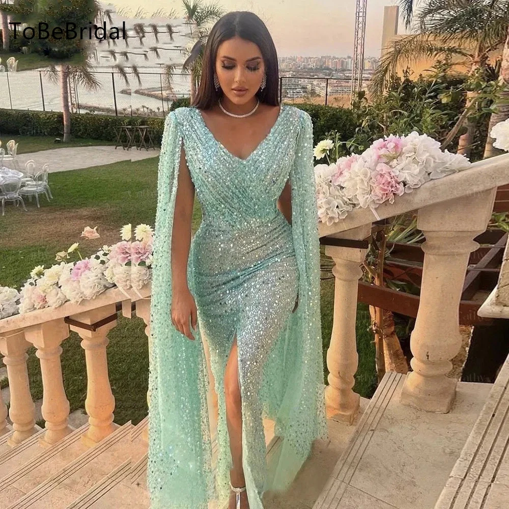 ToBeBridal Shiny Sheer luxury Evening Dresses V-Neck Long Shawl Sleeves Slim Fit Mermaid Celebrity Party Gown Vestidos De Gala
ToBeBridal Shiny Sheer luxury Evening Dresses V-Neck Long Shawl Sleeves Slim Fit Mermaid Celebrity Party Gown Vestidos De Gala