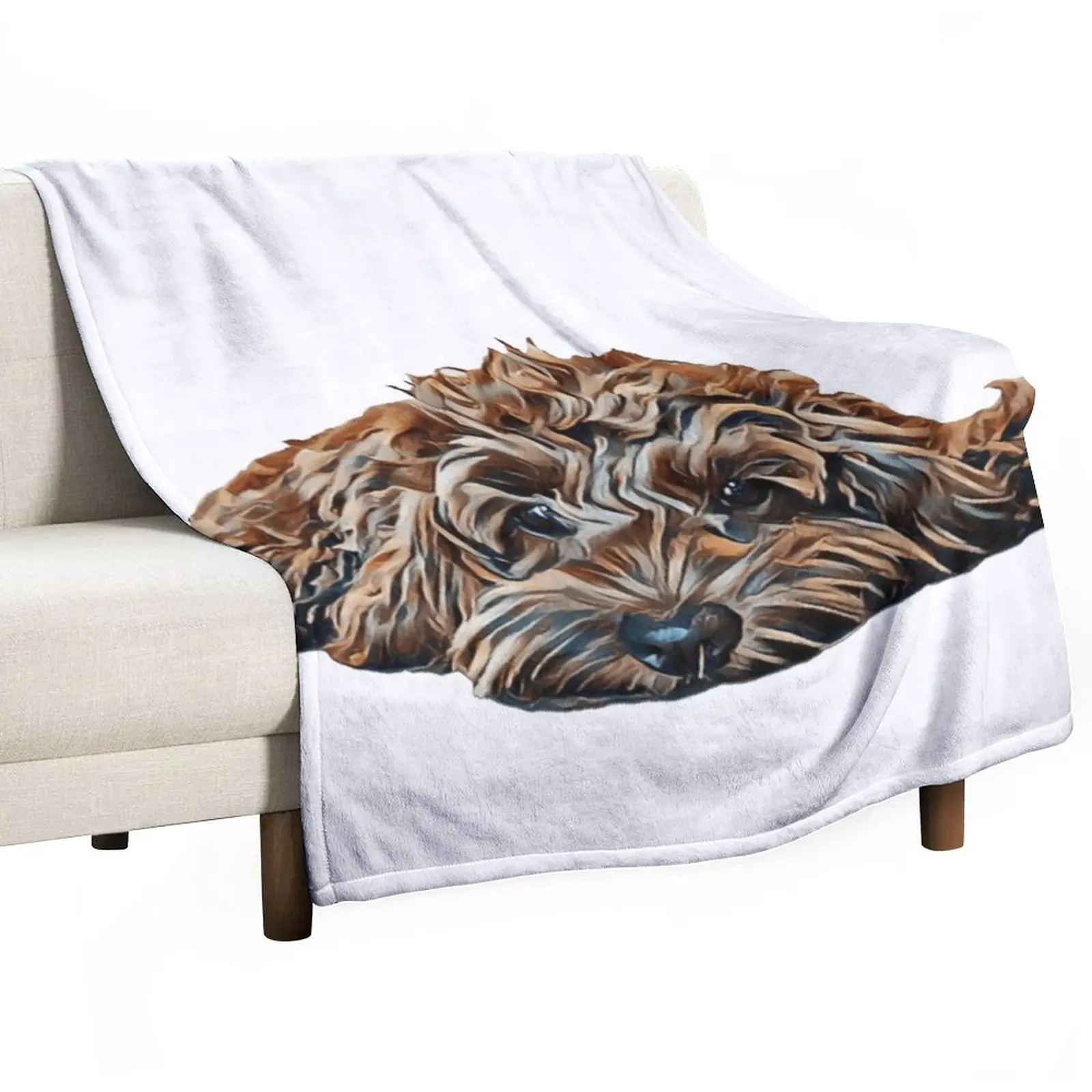 

Chocolate/Brown Cockapoo - White Background Throw Blanket Blankets Sofas Of Decoration Winter beds Hair Blankets