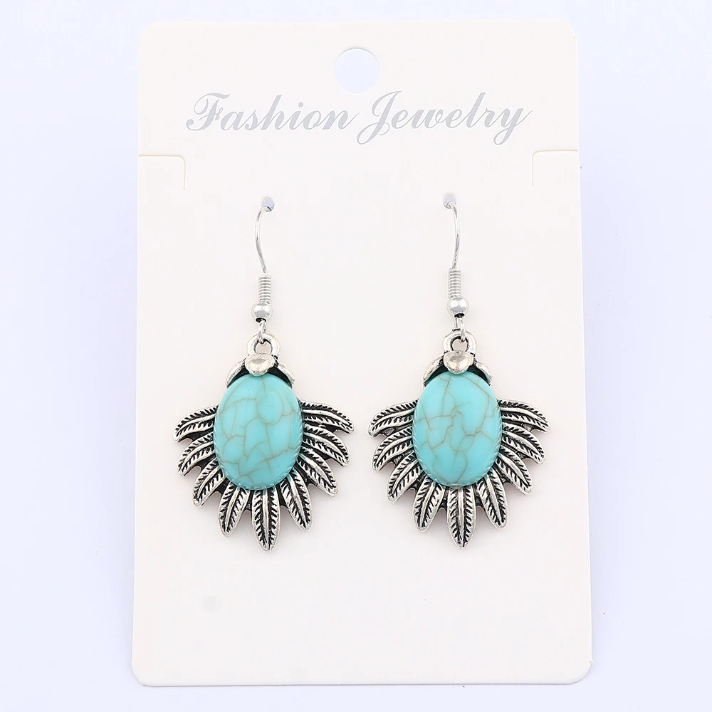 Tibetan Silver Color Boho Bohemia Imitation Turquoises Stone Leaf Patterns Pendant Earring for Fashion Women Jewelry Accessories
Tibetan Silver Color Boho Bohemia Imitation Turquoises Stone Leaf Patterns Pendant Earring for Fashion Women Jewelry Accessories