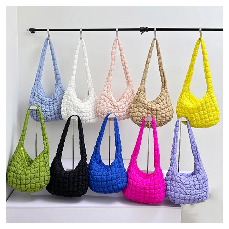 Large Capacity Plaid Quilting Pleated Women Crossbody Bag Casual Padded Cotton Bubble Shoulder Bag Candy Colour Soft Armpit Bag
Large Capacity Plaid Quilting Pleated Women Crossbody Bag Casual Padded Cotton Bubble Shoulder Bag Candy Colour Soft Armpit Bag