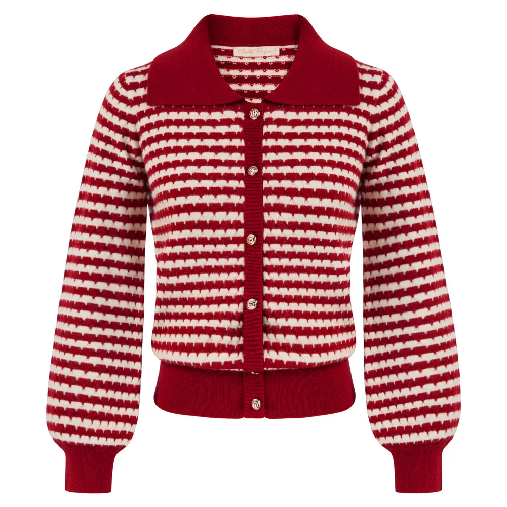 Belle Poque Women Vintage Jacquard Textured Cardigan Lapel Collar Button Up Sweater Ladies Knitwear Coat A30
Belle Poque Women Vintage Jacquard Textured Cardigan Lapel Collar Button Up Sweater Ladies Knitwear Coat A30