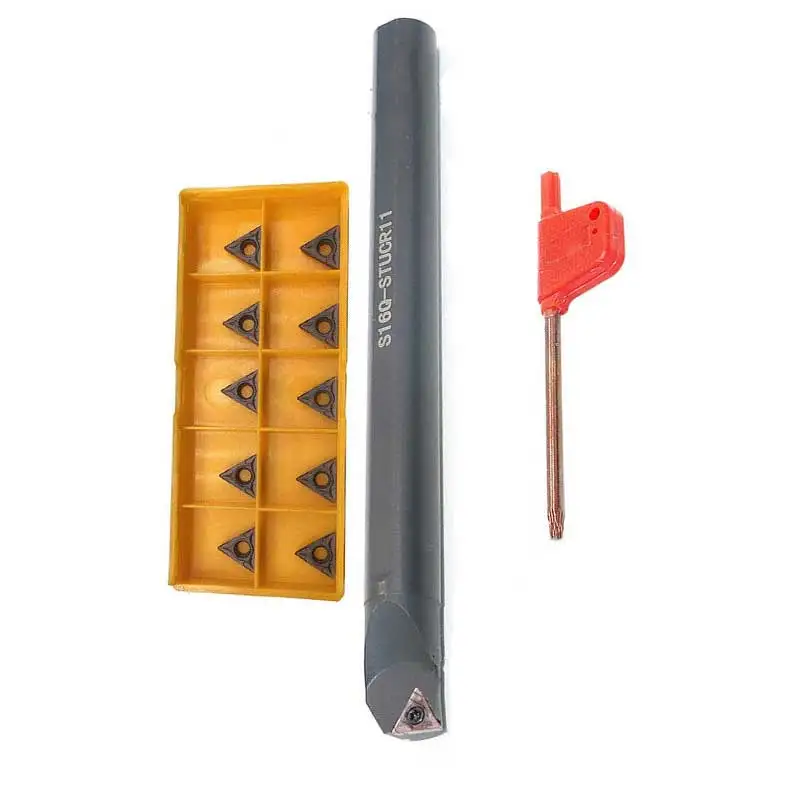 S16Q-STUCR11 Lathe Turning Tool Holder Boring Bar Inner Hole M2.5*6 Screw 10pcs TCMT110204 Carbide Insert Blades T8 Wrench
S16Q-STUCR11 Lathe Turning Tool Holder Boring Bar Inner Hole M2.5*6 Screw 10pcs TCMT110204 Carbide Insert Blades T8 Wrench