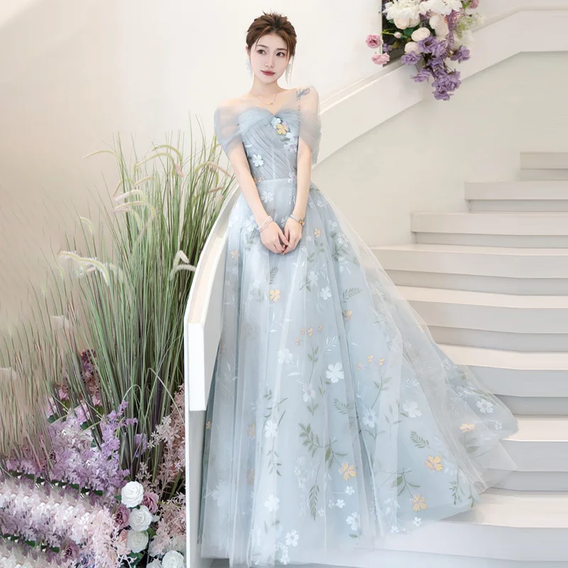 New Arrival Boat Neck A-Line Short Sleeves Floral Print Lace Up Floor-Length Formal Dress Sky Blue Tulle Dress Woman Party A2763
New Arrival Boat Neck A-Line Short Sleeves Floral Print Lace Up Floor-Length Formal Dress Sky Blue Tulle Dress Woman Party A2763