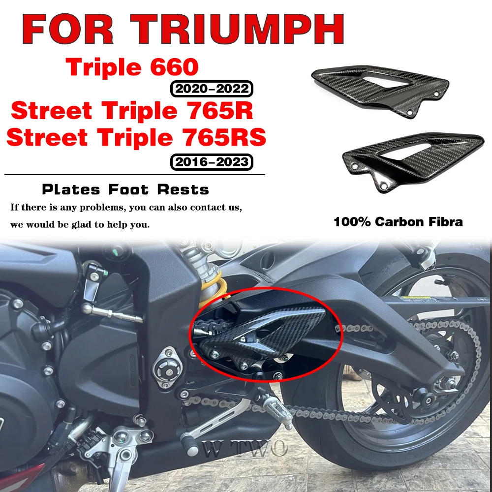 

For Triumph Street Triple 765R 765RS Triple 660 2016-2023 Motorcycle Accessories Heel Guard Plates Foot Rests 3K Carbon Fiber