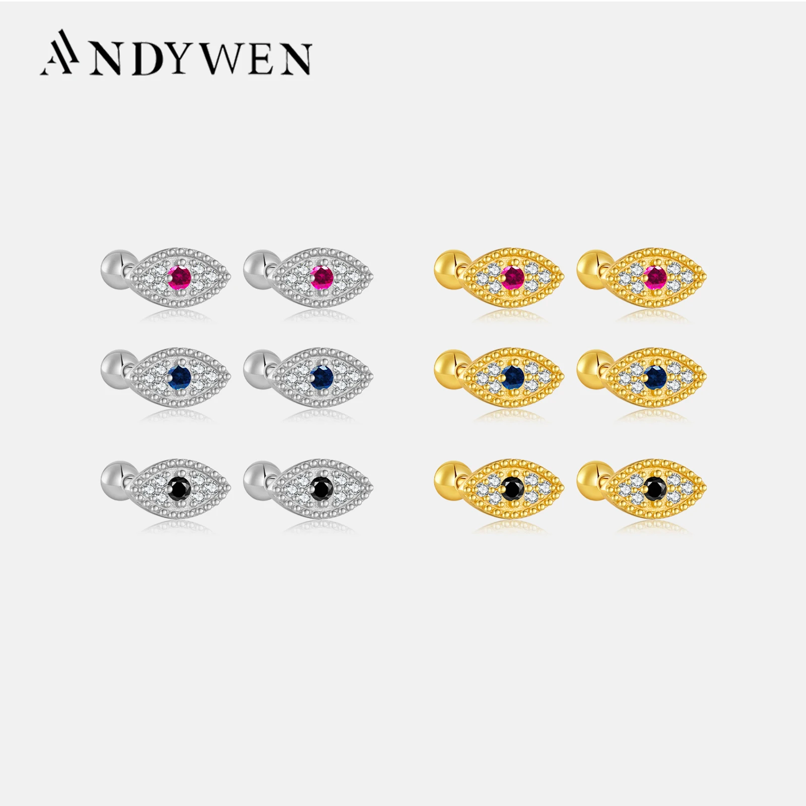 ANDYWEN 925 Sterling Silver Gold Blue Zircon Lucky Eye Stud Earring Piercing Clips Pendiente Luxury Fine Clips Jewels
ANDYWEN 925 Sterling Silver Gold Blue Zircon Lucky Eye Stud Earring Piercing Clips Pendiente Luxury Fine Clips Jewels