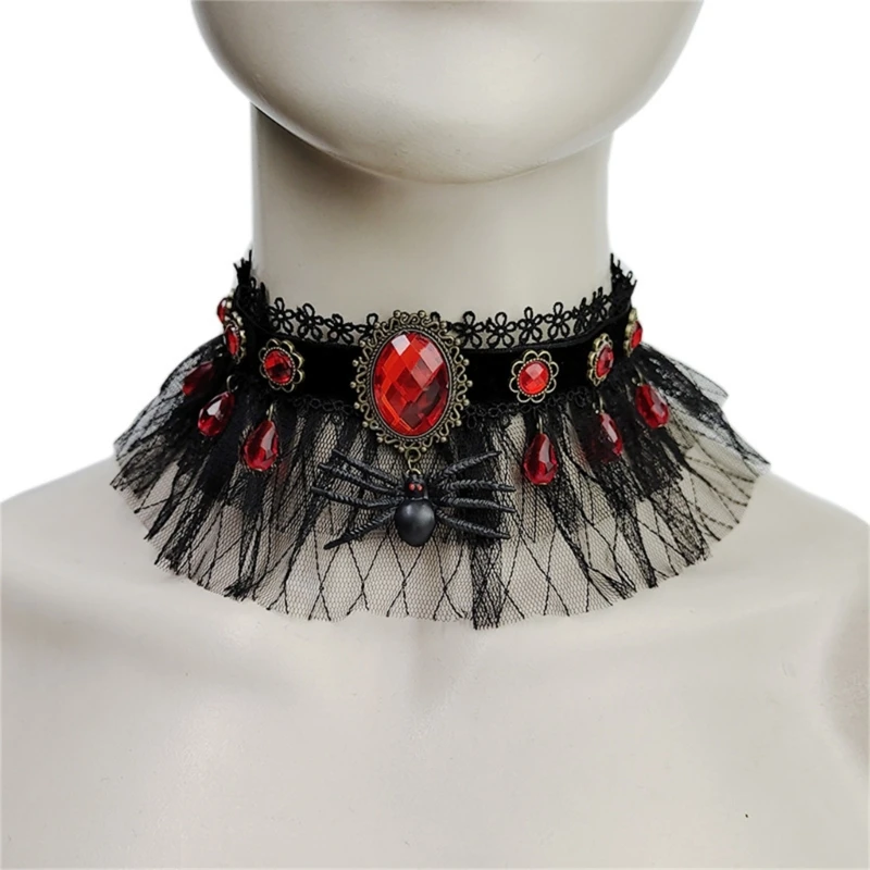 Vintage Lace Red Crystal Spiders Necklace Costume Accessory for Halloween Party Indoor Outdoor Traveling Camping
Vintage Lace Red Crystal Spiders Necklace Costume Accessory for Halloween Party Indoor Outdoor Traveling Camping