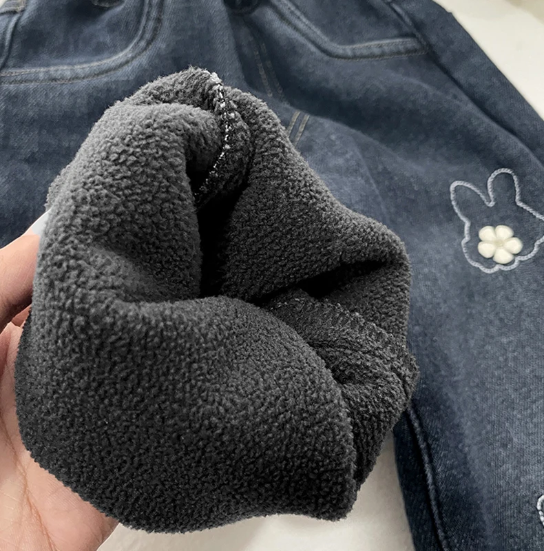 بنطلون جينز مبطن بالصوف للفتيات لفصلي الخريف والشتاء، سروال دافئ مبطن بالصوف للأطفال، بنطلون متعدد الاستخدامات للفتيات الصغيرات بنطلون جينز مبطن بالصوف للفتيات لفصلي الخريف والشتاء، سروال دافئ مبطن بالصوف للأطفال، بنطلون متعدد الاستخدامات للفتيات الصغيرات