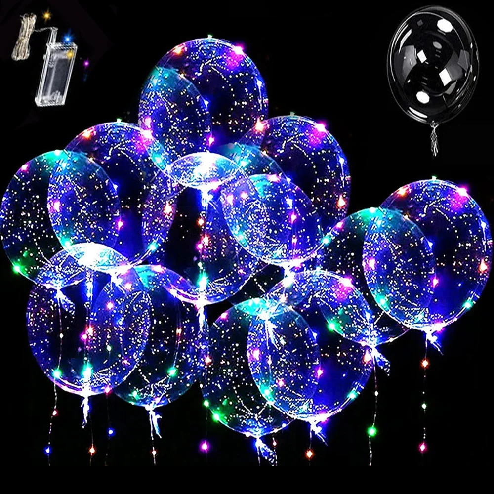 

3Pcs LED Luminous Bobo Balloons with Light String Clear Balloon Festival Decor Birthday Wedding Party Supplies Baby Shower