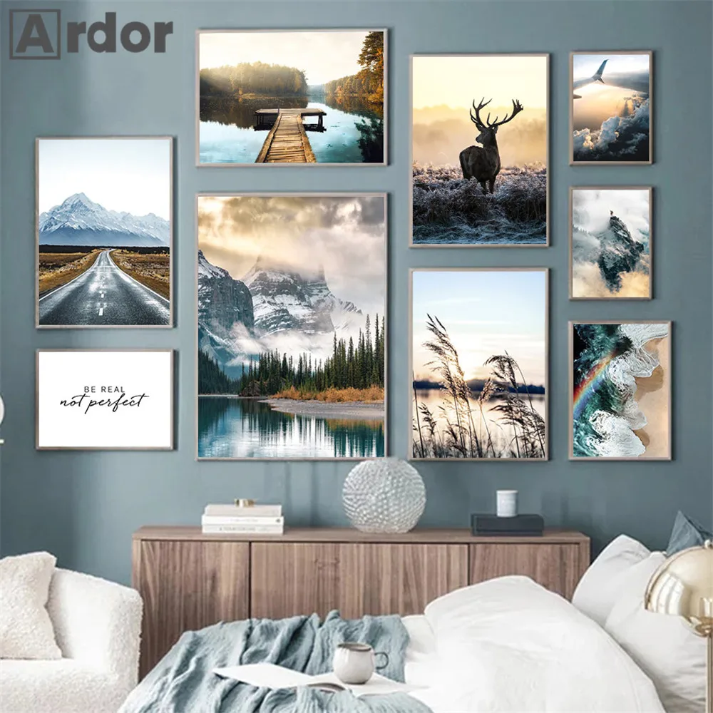 Nature Landscape Art Prints Mountain Lake Canvas Painting Reed Wall Poster Deer Print Bridge Posters Nordic Picture Home Decor
Nature Landscape Art Prints Mountain Lake Canvas Painting Reed Wall Poster Deer Print Bridge Posters Nordic Picture Home Decor