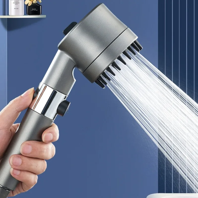 

High Pressure Shower Head Filtered 3 Modes Adjustable Water Saving One-key Stop Water Massage Nozzel Bathroom Showerhead