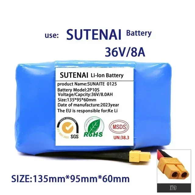 36V 18650 Battery Pack 8000mAh Rechargeable Lithium ion battery for Electric Self Balancing Scooter HoverBoard Unicycle
36V 18650 Battery Pack 8000mAh Rechargeable Lithium ion battery for Electric Self Balancing Scooter HoverBoard Unicycle