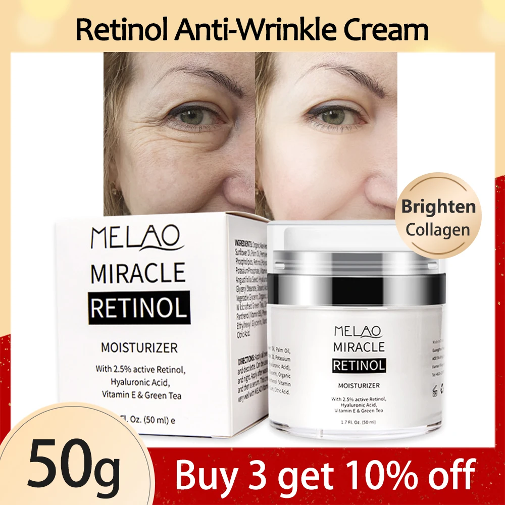 

Retinol Anti-Wrinkle Aging Cream Firming Fade Fine Lines Plant Extract Increases Collagen Moisturize Hyaluronic Acid Whiten 50ml