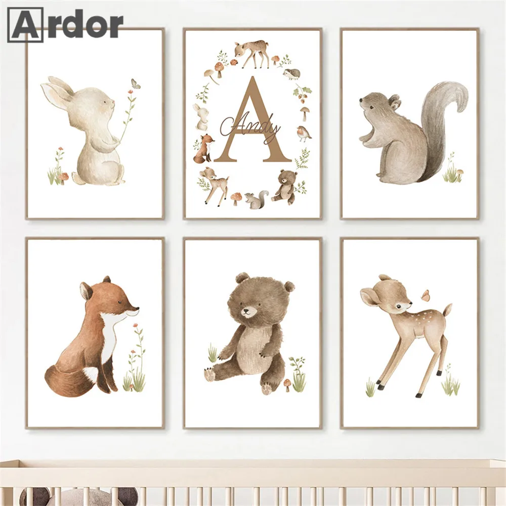 Fox Rabbit Deer Bear Woodland Animals Poster Custom Name Canvas Painting Nursery Print Nordic Wall Pictures Baby Kids Room Decor
Fox Rabbit Deer Bear Woodland Animals Poster Custom Name Canvas Painting Nursery Print Nordic Wall Pictures Baby Kids Room Decor