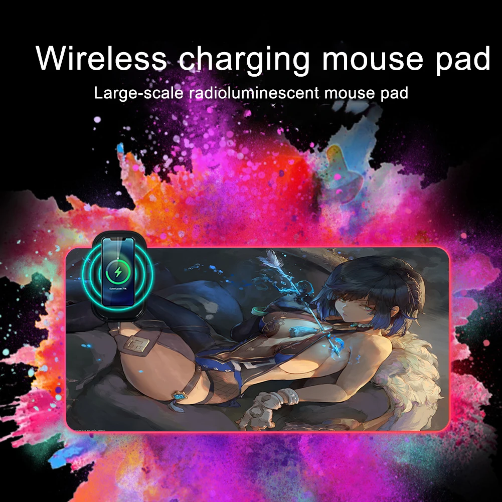 Игровой коврик для мыши Genshin Impact Hutao RGB со светодиодный подсветкой, коврик для игр с подсветкой, коврик для игр для сексуальной девушки Yelan Baal, коврик для беспроводной зарядки
Игровой коврик для мыши Genshin Impact Hutao RGB со светодиодный подсветкой, коврик для игр с подсветкой, коврик для игр для сексуальной девушки Yelan Baal, коврик для беспроводной зарядки