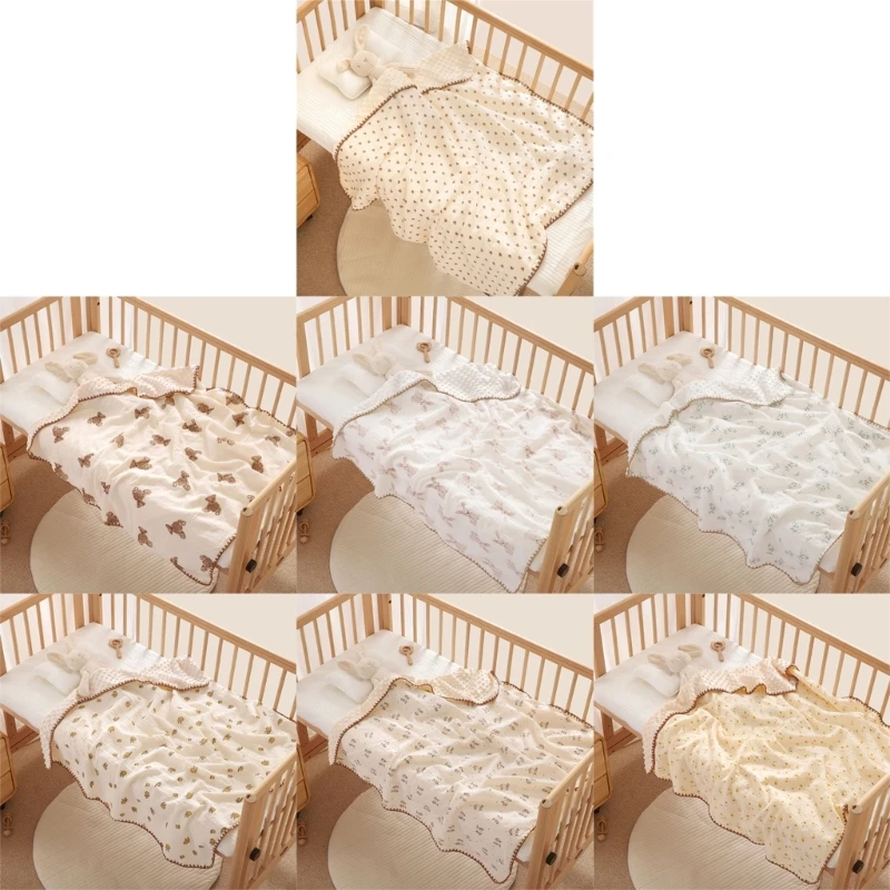 

Муслиновое хлопковое марлевое детское одеяло в горошек для новорожденных, мягкое пеленальное полотенце для ванной, Прямая