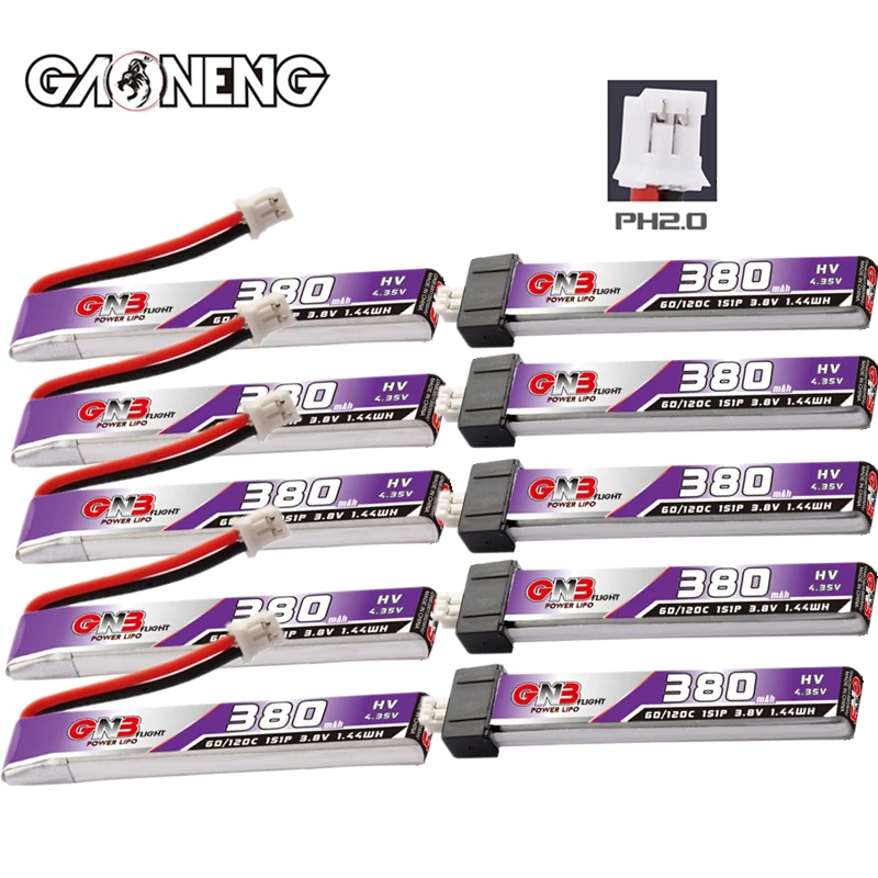 GNB 1S 3.8V 380mAh 60C/120C Lipo Battery For UK65 US65 Happymodel Mobula7 Snapper BetaFPV 65S Drone HV PH2.0 Plug 3.8V Battery
GNB 1S 3.8V 380mAh 60C/120C Lipo Battery For UK65 US65 Happymodel Mobula7 Snapper BetaFPV 65S Drone HV PH2.0 Plug 3.8V Battery