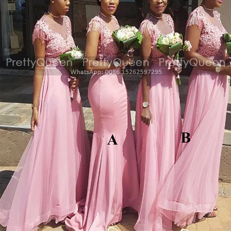 Pink Lace Appliques Bridesmaid Dresses With Tassel Sleeves Sheer Neck Women Long A Line Women Maid Of Honor Dress Party
Pink Lace Appliques Bridesmaid Dresses With Tassel Sleeves Sheer Neck Women Long A Line Women Maid Of Honor Dress Party