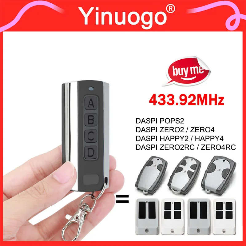 For DASPI Remote Control 433.92MHz Compatible With DASPI ZERO2 ZERO4 ZERO2RC ZERO4RC HAPPY2 HAPPY4 POPS2 Garage Command
For DASPI Remote Control 433.92MHz Compatible With DASPI ZERO2 ZERO4 ZERO2RC ZERO4RC HAPPY2 HAPPY4 POPS2 Garage Command