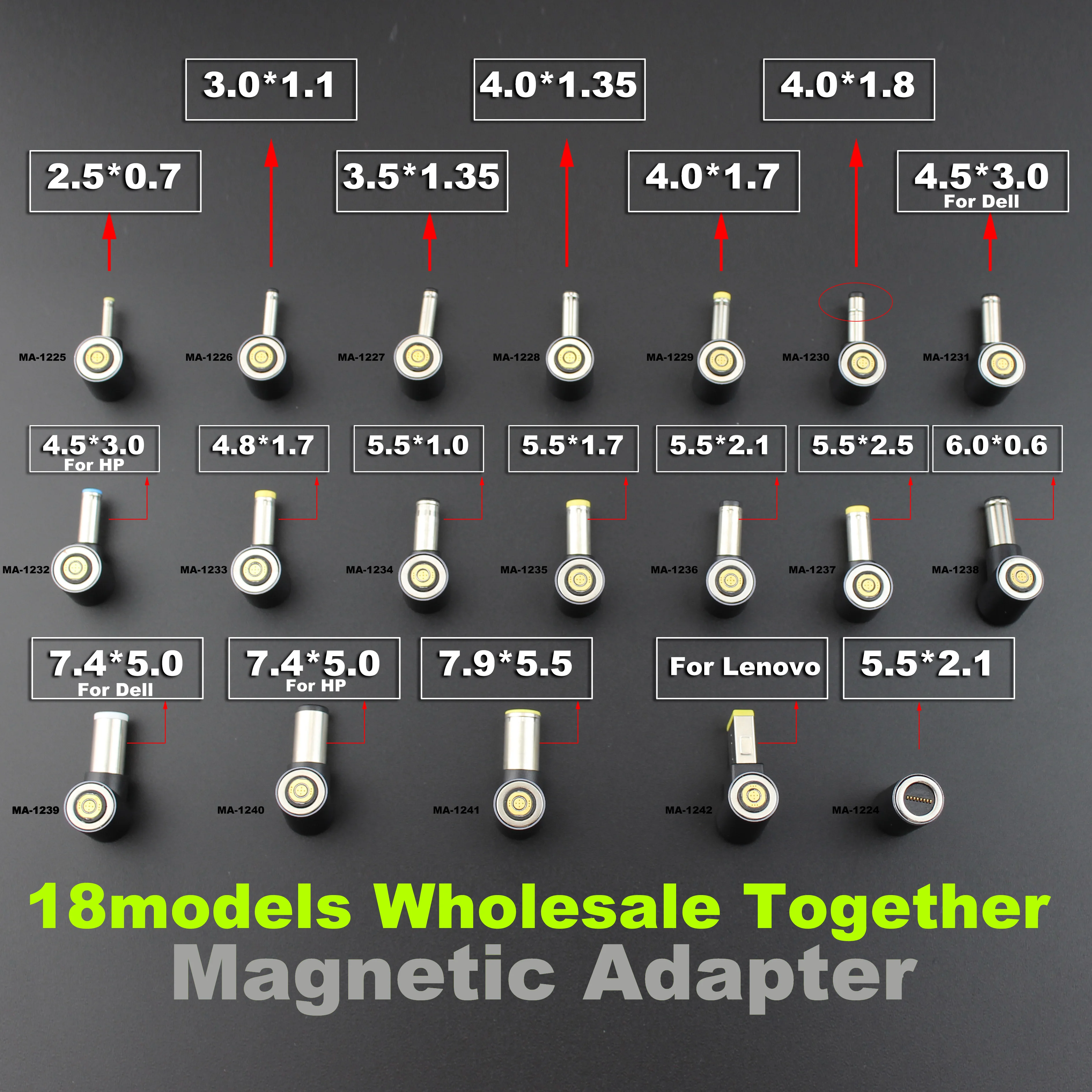 

18models wholesale together PD to DC 2.5x0.7 7.9x5.5 7.4*5.0 6.0*1.4 6.0*0.6 4.8*1.7 PD Laptop Charge Converter Magnetic Adapter