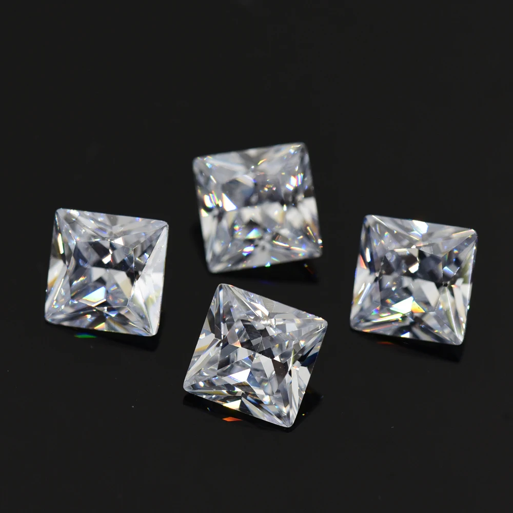 

White 1.5x1.5~14x14mm 5A Square Shape Princess Cut Loose CZ Stone Synthetic Gems Cubic Zirconia For Jewelry Brilliant