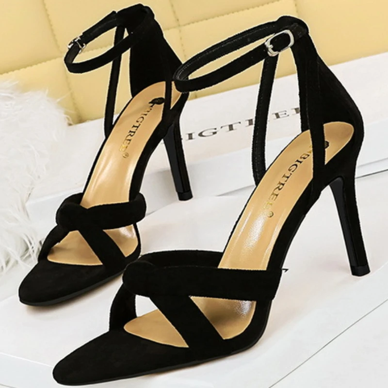 cross-tie Satin Women Sandal Pointed Toe Ankle strap Slide Sandal Fashion Comfort Banquet belt Buckle super high heel Dress Shoe 29 S7c877ad0bcf94c08bd6ddb26bc967ecev
