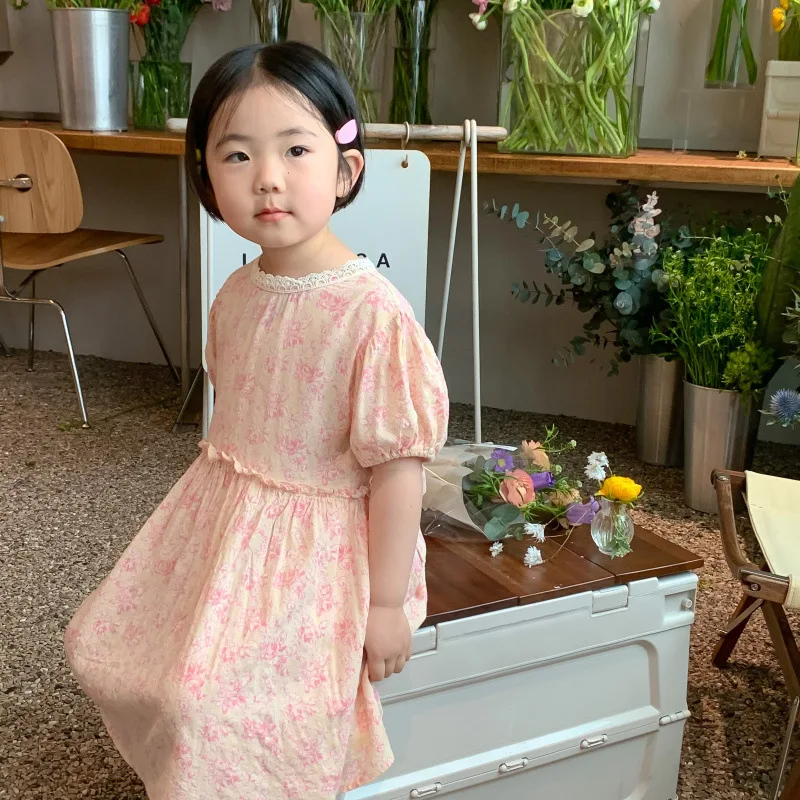 Korean Children Clothing Girl Baby Dress Summer Girls Floral Puff Sleeves Lace Princess Dresses
Korean Children Clothing Girl Baby Dress Summer Girls Floral Puff Sleeves Lace Princess Dresses
