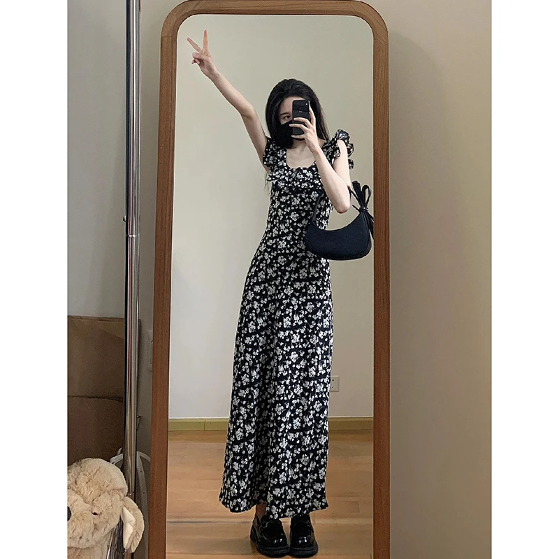 Backless Vintage Sexy Black Floral Summer Beach Long Dress Seersucker Flying Sleeve Elegant Party Maxi Dresses For Women 2023
Backless Vintage Sexy Black Floral Summer Beach Long Dress Seersucker Flying Sleeve Elegant Party Maxi Dresses For Women 2023