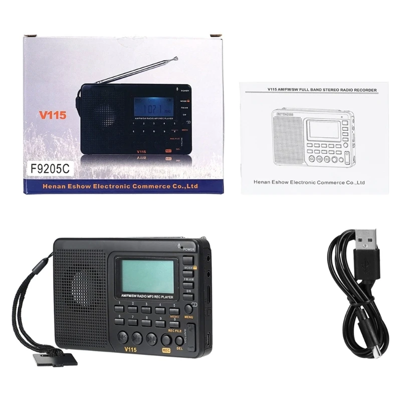 V115 Радио для путешествий Радио с зарядкой через USB Цифровой радиорекордер Радио с полным диапазоном волн 
V115 Радио для путешествий Радио с зарядкой через USB Цифровой радиорекордер Радио с полным диапазоном волн