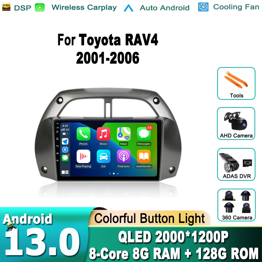 Android 13 for Toyota RAV4 Rav 4 2001 2002 2003 2004 2005 2006 Car Radio Multimedia Player 2 Din Carplay Stereo GPS DVD
Android 13 for Toyota RAV4 Rav 4 2001 2002 2003 2004 2005 2006 Car Radio Multimedia Player 2 Din Carplay Stereo GPS DVD