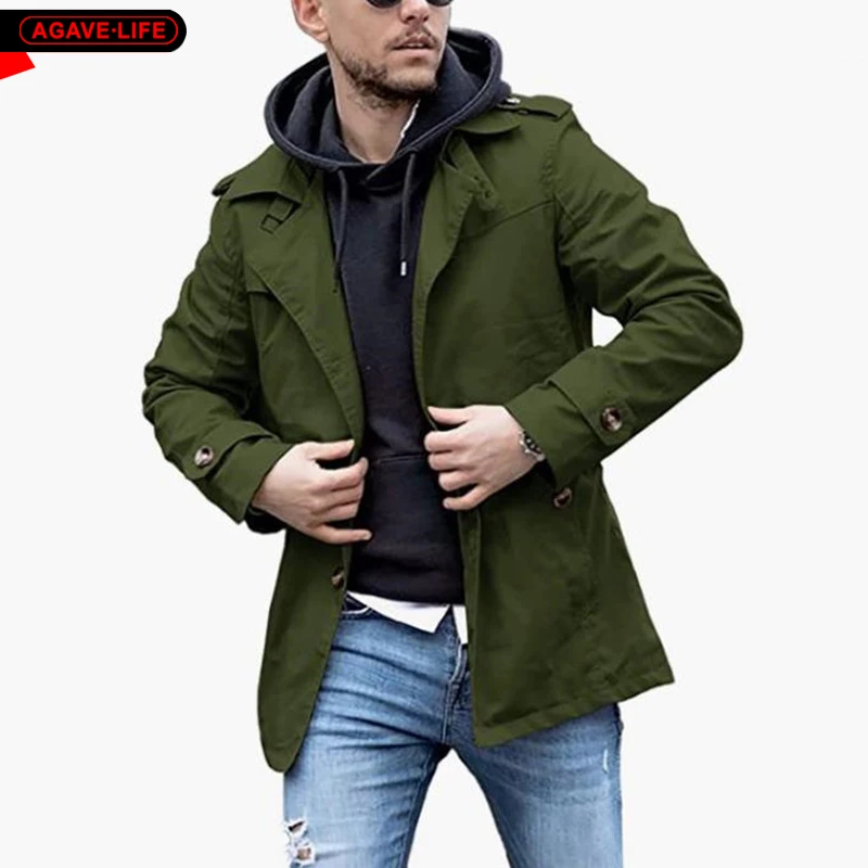 Spring Autumn Bussiness Men's Trench Jacket Men Mid-length Trench Solid Color Suit Collar Coat Handsome Men Fashion Casual Coat
Spring Autumn Bussiness Men's Trench Jacket Men Mid-length Trench Solid Color Suit Collar Coat Handsome Men Fashion Casual Coat