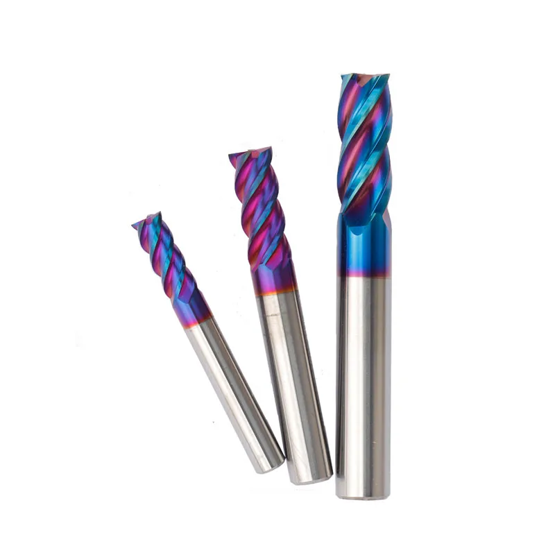 

Endmills 4 Flutes Carbide End Mill Blue Coated Milling Cutter CNC Cutting Tools Tungsten Steel 1mm 2mm 3mm 4mm 5mm 6mm 8mm 12mm