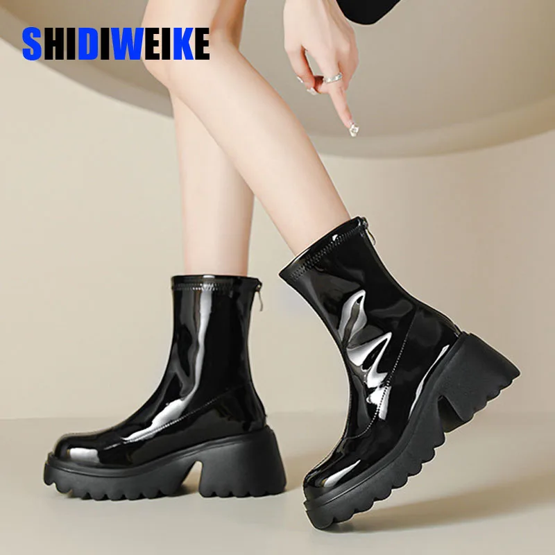 SDWK Women Ankle Boots New Fashion Patent Leather Round Toe Platform Ankle Boots Square heel Short Boots Modern Boots Woman Boot
SDWK Women Ankle Boots New Fashion Patent Leather Round Toe Platform Ankle Boots Square heel Short Boots Modern Boots Woman Boot