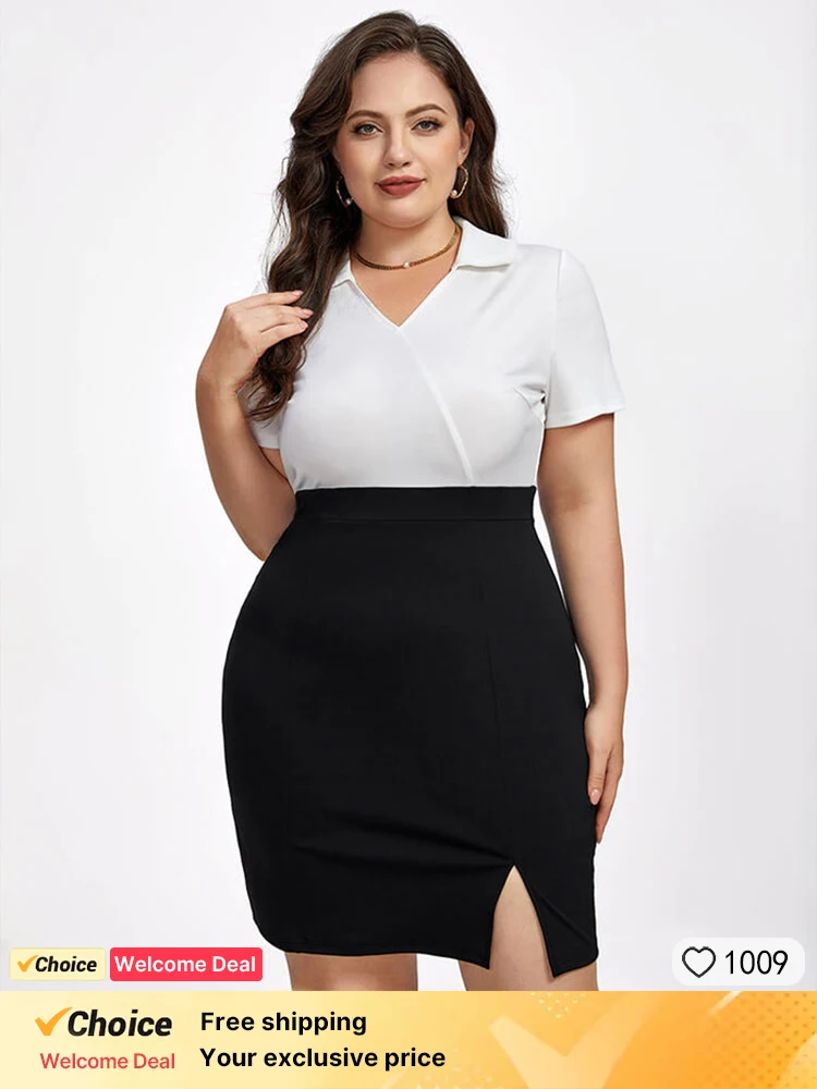 Plus Sized Clothing Autumn Stand Elegant Fashion Plus Patchwork V Neck Slit Bodycon Dress High Waist Slim Office Lady Elegant
Plus Sized Clothing Autumn Stand Elegant Fashion Plus Patchwork V Neck Slit Bodycon Dress High Waist Slim Office Lady Elegant