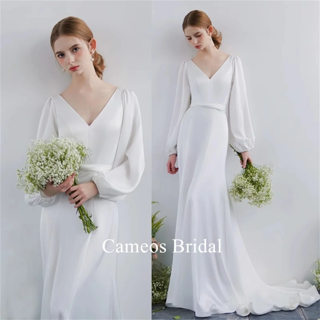 SONDR V-Neck Korea Puff Sleeves Ivory Wedding Dress Custom Made Bride Dress 웨딩드레스 Ruched Satin Open Back Wedding Gown Bridal
SONDR V-Neck Korea Puff Sleeves Ivory Wedding Dress Custom Made Bride Dress 웨딩드레스 Ruched Satin Open Back Wedding Gown Bridal