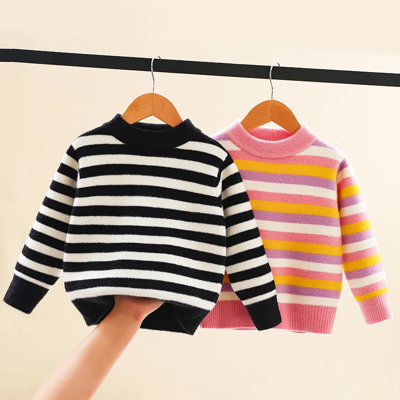 Leisure Black and White Stripes Pullovers for Kids Boy Sweet Cute Rainbow Striped Velvet Girls Sweaters Winter Clothes GY07191
Leisure Black and White Stripes Pullovers for Kids Boy Sweet Cute Rainbow Striped Velvet Girls Sweaters Winter Clothes GY07191
