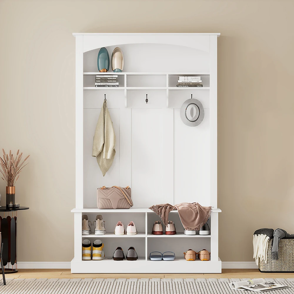 KOMHTOM Bench and shoe shelf wardrobe set S7c974082bd984f0ba18f71f9c9809ba8S