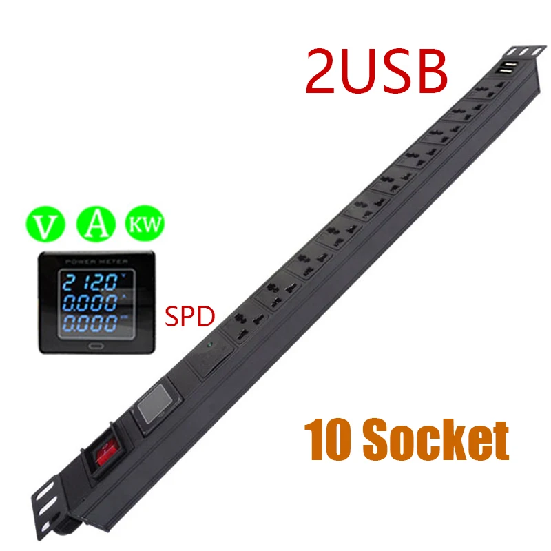 Aluminium Alloy Shell Universal USB Power Strip Smart Digital Display Current/Voltage/Power Meter 10 Socket 2Meter Cord
Aluminium Alloy Shell Universal USB Power Strip Smart Digital Display Current/Voltage/Power Meter 10 Socket 2Meter Cord