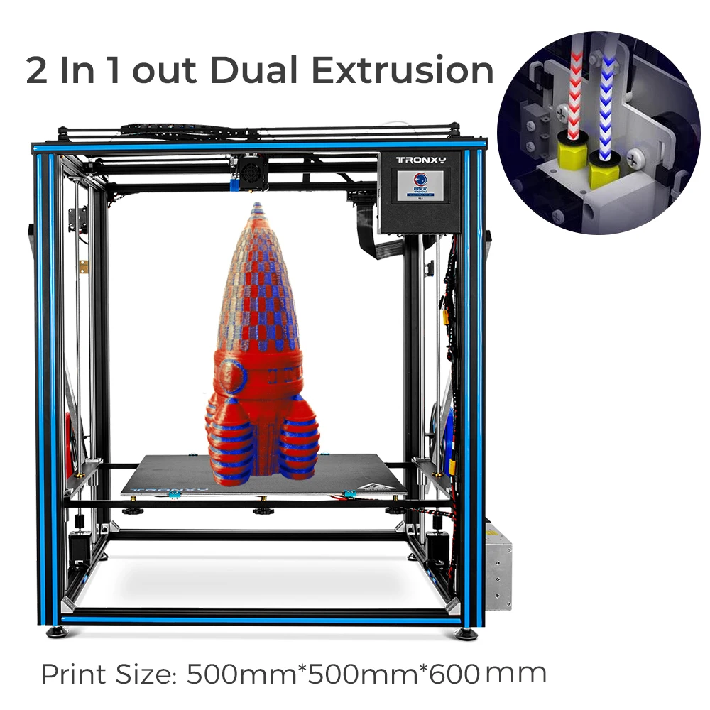 

TRONXY X5SA 500-2E FDM 3D Printer Kit 500*500*600mm Large Print Size 3d Printer High Precision 2 In 1 Auto- Leveling 3d Printer