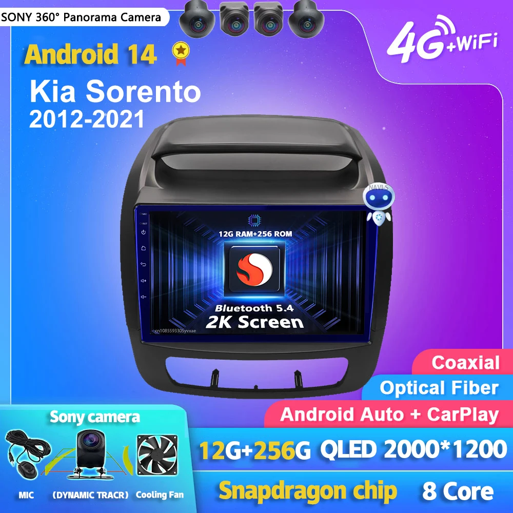

Android 14 Carplay Auto Car Radio Multimedia Player For Kia Sorento 2 II XM 2012 - 2021 DSP Autoradio GPS Stereo 2din Head Unit