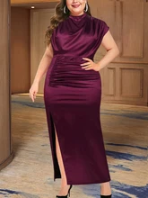 Burgundy Pleated Long Dress Women Elegant Slit High Collar Slim Fit Sleeveless Maxi Robes for Female Oversized Party 2022 Spring
Burgundy Pleated Long Dress Women Elegant Slit High Collar Slim Fit Sleeveless Maxi Robes for Female Oversized Party 2022 Spring