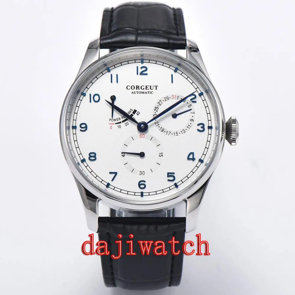42MM corgeut Casual date Power Reserve Mechanical man Watches White dial Automatic Mens watch
42MM corgeut Casual date Power Reserve Mechanical man Watches White dial Automatic Mens watch