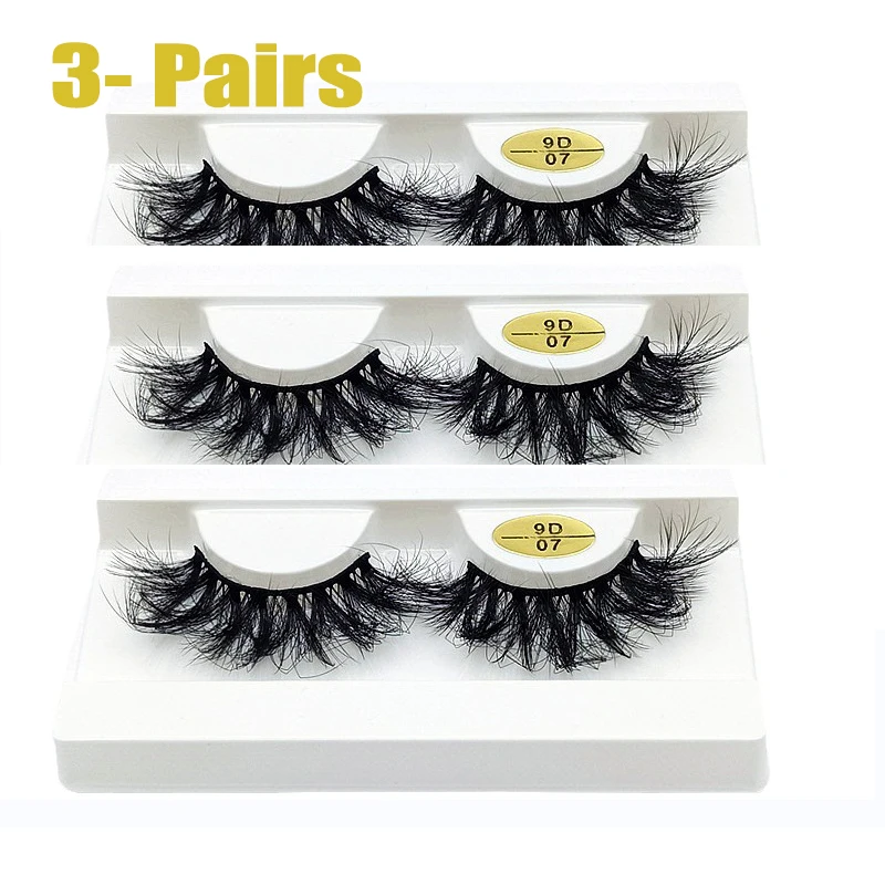 

3 Pairs False Eyelashes 25mm Fried Hair Eyelashes Messy Fluffy Thick Makeup False Eyelashes Women's Gift Soft And Comfortable