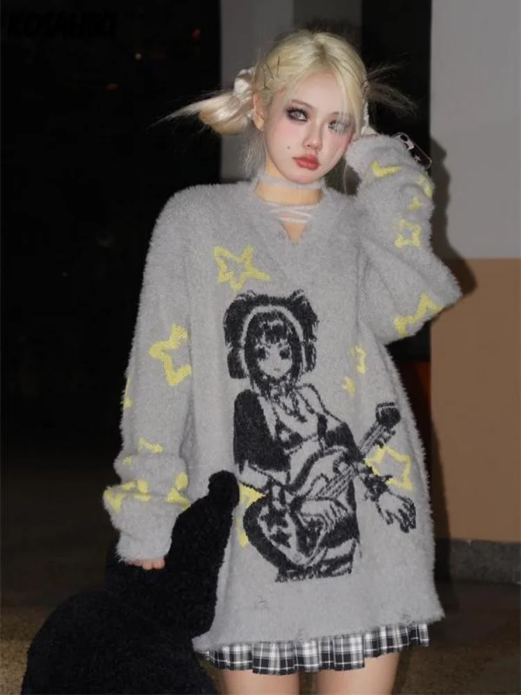 Cartoon Star Jacquard V Neck Harajuku Korean Style Knitted Sweaters Autumn Oversize Cashmere Women Loose Vintage Casual Pullover
Cartoon Star Jacquard V Neck Harajuku Korean Style Knitted Sweaters Autumn Oversize Cashmere Women Loose Vintage Casual Pullover