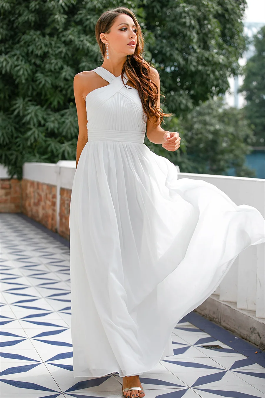 Ruffle Cross V-Neck Chiffion Bridesmaid Dress A Line Wrinkled Bodice Wedding Party Dress Multi Layered Sash Guest Dress
Ruffle Cross V-Neck Chiffion Bridesmaid Dress A Line Wrinkled Bodice Wedding Party Dress Multi Layered Sash Guest Dress