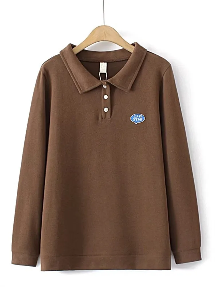 Plus Size Women's Long Sleeve T-Shirt Turn-Down Collar With Buttons Cotton Solid Colour Cotton T-Shirt Loose Spring Autumn Tops
Plus Size Women's Long Sleeve T-Shirt Turn-Down Collar With Buttons Cotton Solid Colour Cotton T-Shirt Loose Spring Autumn Tops