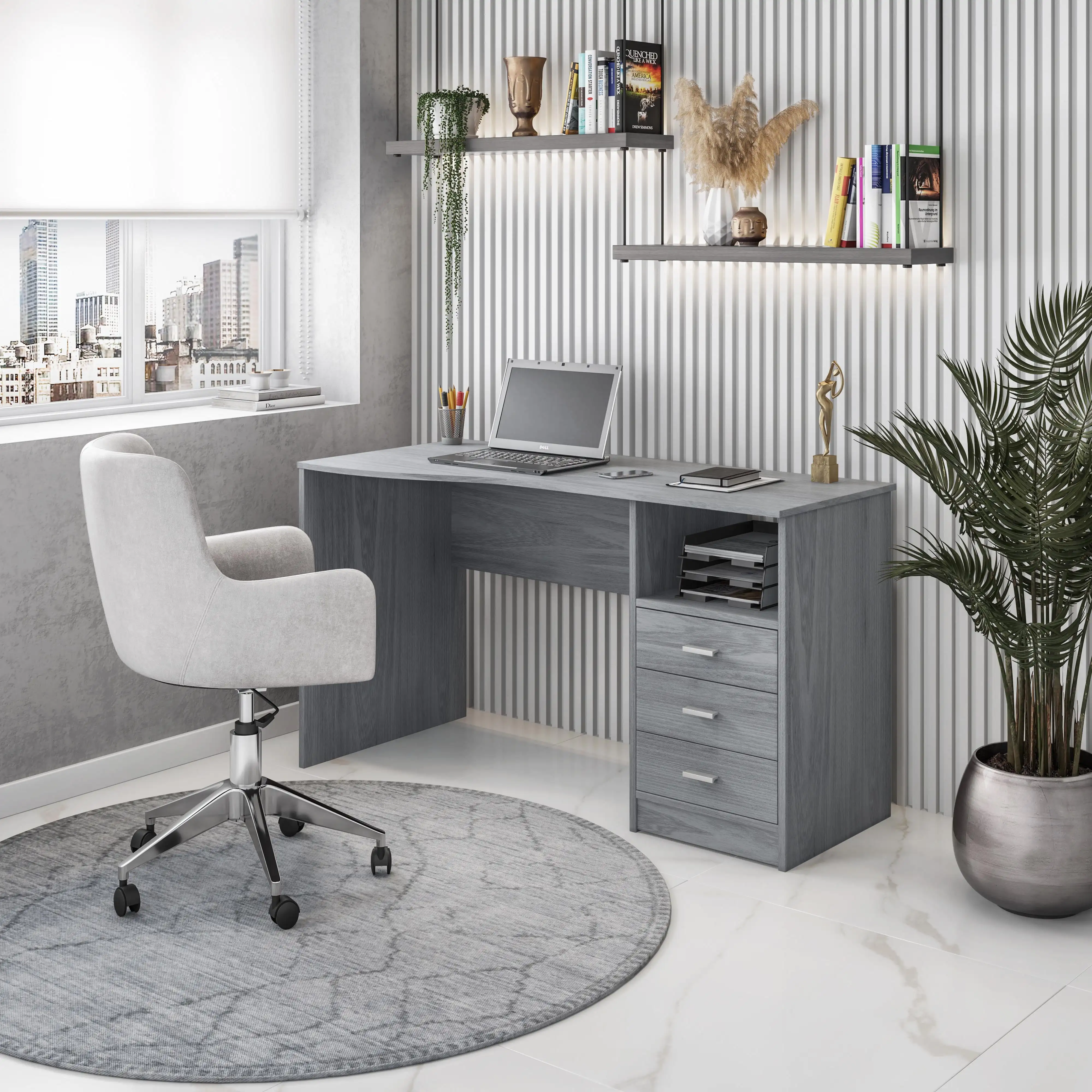 Computer Office Desk Modern Home Office PC Laptop Writing Table Workstation w/ 3 Drawers Gray
Computer Office Desk Modern Home Office PC Laptop Writing Table Workstation w/ 3 Drawers Gray