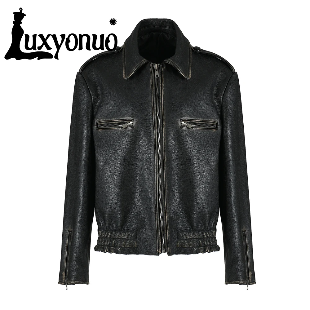 Luxyonuo Women's Real Leather Jacket Vintage Zipper Genuine Cowhide Jacket 2023 Spring Autumn Fashion Oversize Leather Jacket
Luxyonuo Women's Real Leather Jacket Vintage Zipper Genuine Cowhide Jacket 2023 Spring Autumn Fashion Oversize Leather Jacket